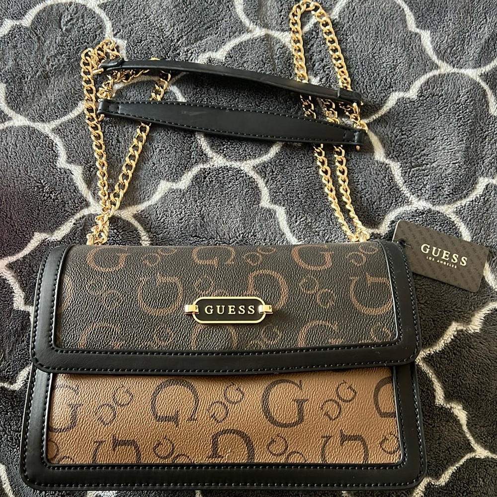 Brown and Black Guess Handbag